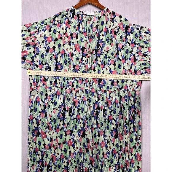 ASOS DESIGN Plisse Floral Jumpsuit Sz 14 Button Front Spring Cottagecore - Picture 9 of 11